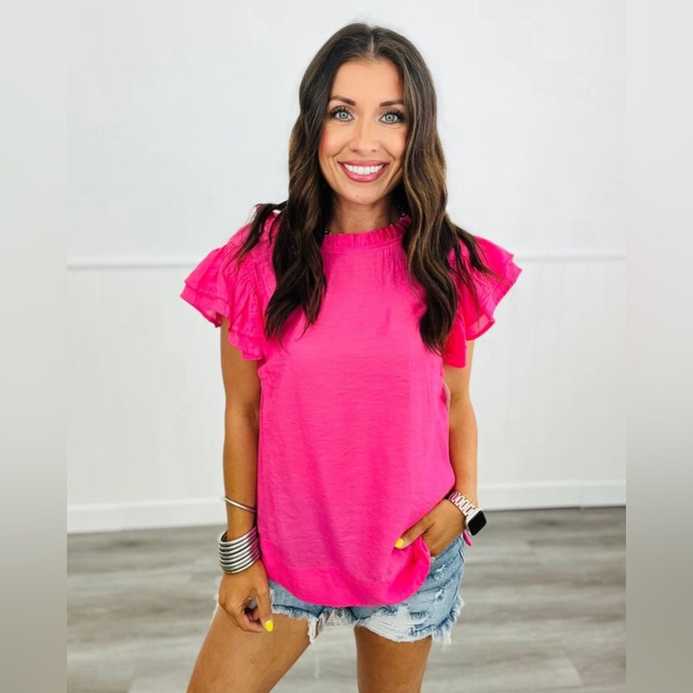Hot Pink Frill Blouse